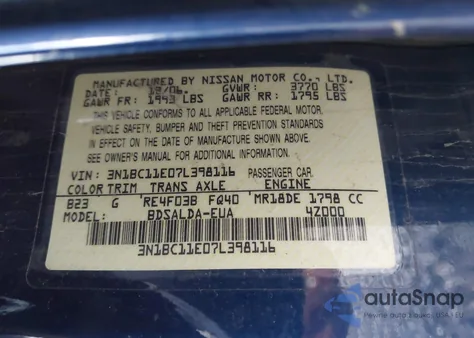 2007 Nissan Versa 1.8S from USA, damaged, VIN 3N1BC11E07L398116